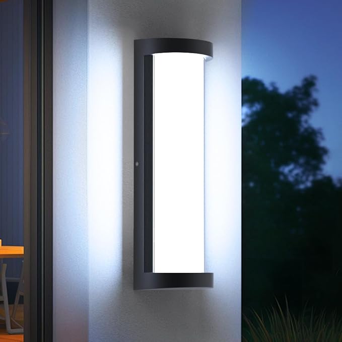 Sytmhoe Dimmable 16in 6000K LED Modern Outdoor Wall Light,10%-100% Dimming Porch & Patio Wall Light Fixture,Black Aluminum&Dual PC Wall Lights Suitable for Garage Living Room Courtyard House(6000K)