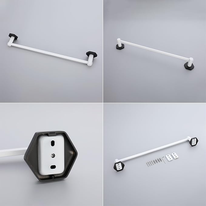 GERZWY 24 Inch Towel Bar Bathroom Hand Towel Holder SUS 304 Stainless Steel Wall Mount, White & Black