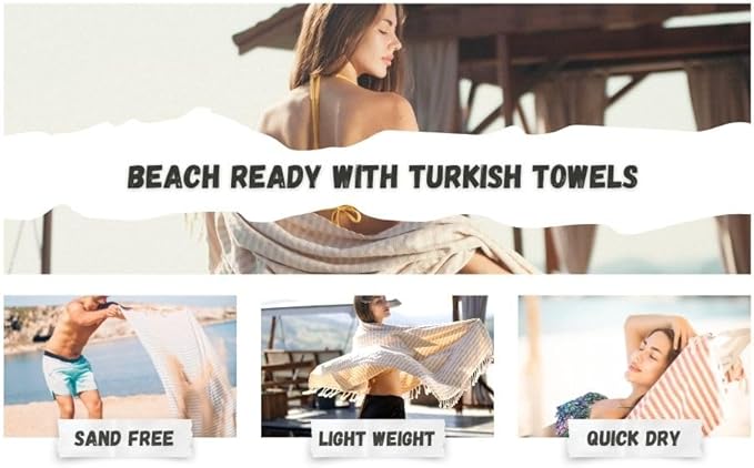 Bazaar Anatolia Turkish Beach Towel – 100% Cotton, Quick Dry, Sand Free Pastel Towel for Bathroom and Camping – Oversized 71x39 Inches – Arpa Coral