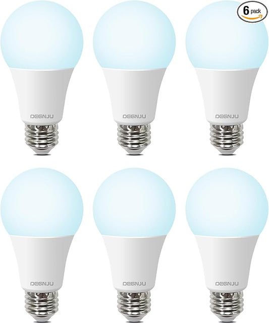 A19 LED Light Bulbs, 100 Watt Equivalent LED Bulbs, Daylight 5000K, 1500 Lumens, E26 Standard Base, Non-Dimmable, 13W Bright White LED Bulbs for Bedroom Living Room Home Office, 6 Pack