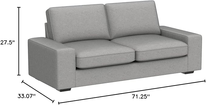 LEISLAND 71.25" Modern Sofas for Living Room, Chenille Loveseat Couch with Solid Wood, Metal, Square Arm and Removable Cover, Small Sofas Couches for Small Spaces, Easy to Install(Light Grey)