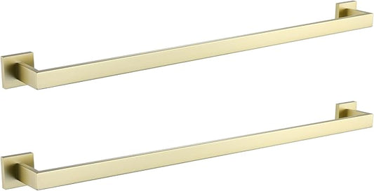 LANC Gold 32-Inch Towel Bar, 2 Pack Bathroom Kitchen Single Towel Rack, 2-Pack Brushed Gold Bath Towel Holder Wall Mount Heavy Duty Towel Hanger Shower Towel Rod Total-33.5" Towel Rail,A8804-8BG