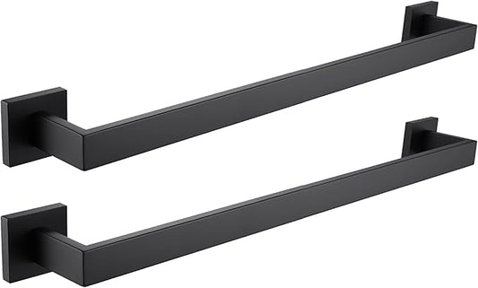 LANC 2 Pack Bathroom Towel Bars, Matte Black 20-Inch Bathroom Square Towel Racks Kitchen Hand Towel Holders Total-22 Stainless Steel Wall Mount Towel Hanger Rods,A8804-5MB
