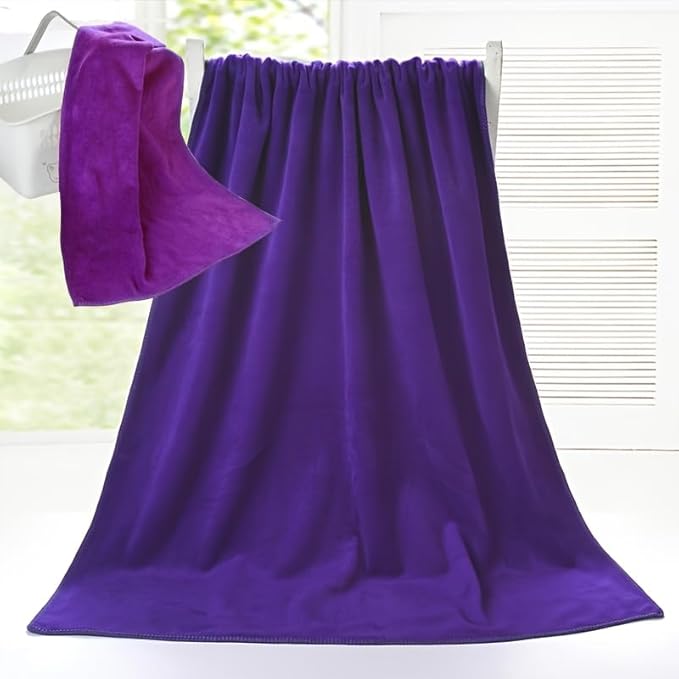 2pcs/Set, Bath Towel and Dry Hair Towel, Lightweight and Absorbent, Suitable for Home, Travel, Camping (Blue)