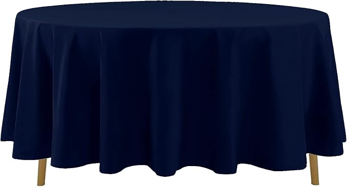 6 Pack Navy Blue Round Tablecloths 120 Inches Table Cloth Stain and Wrinkle Resistant Washable Polyester Table Cover Fabric for Party, Wedding,Dining,and Banquet Decoration