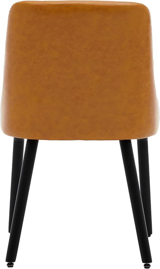MINCETA Dining Chair,Morden Wood Leg Upholstered Kitchen Chair Set of 2,PU in Brown