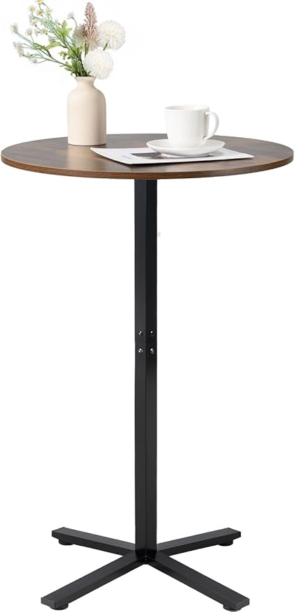 Round Dining Pub Table,Round Bistro Bar Table,23.8 Inch Top,41 Inch Height,Cross Base Suitable for Small Space for Bar and Café, Rustic Brown