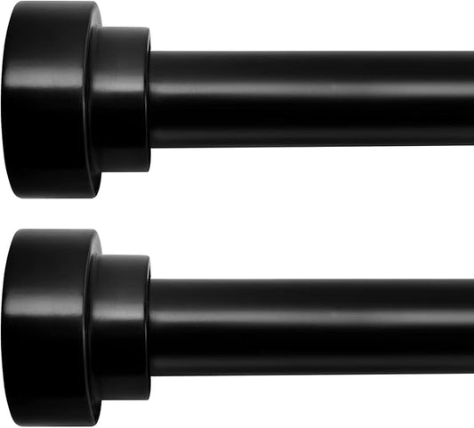 Time Forest Long Curtain Rods for Windows 72 to 144 Inch - 2 Pack,Modern Design,Black