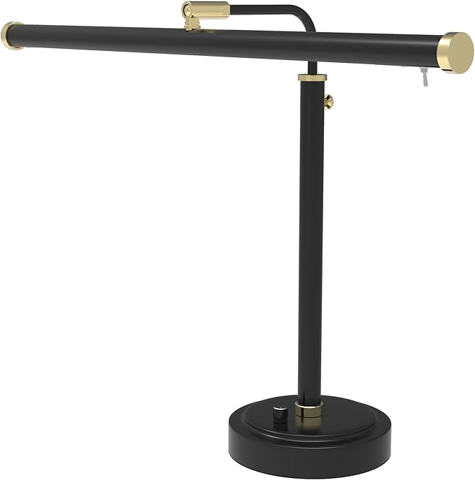 Cocoweb Black with Brass Accents 19" Shade, 12-16" Adjustable Height Upright Piano Lamp - PLED100AD
