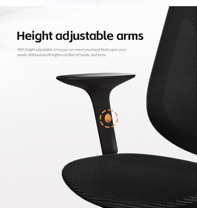 Mesh Office Chair – Ergonomic Office Chair with Lumbar Support, Adjustable Armrests & Sliding Soft Seat Cushion – Holds Up to 270lbs (Black)