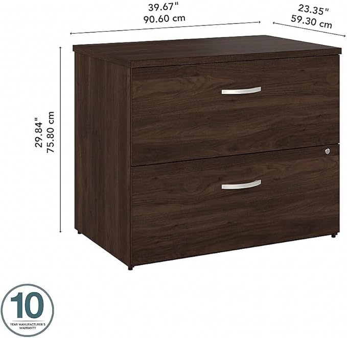 Bush Business Furniture Studio C 2 Drawer Lateral File Cabinet in Black Walnut - Assembled, Locking Document Storage for Home or Professional Office