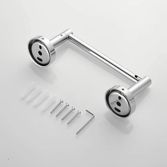 Chrome Toilet Paper Holder Towel Ring,Bathroom Hardware Set,Hand Towel Holder Wall Mount Tissue Roll Holder with Double Post Bath Accessories SUS304 Stainless Steel 2pc