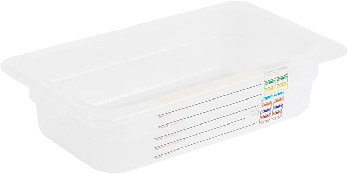 Restaurantware Food Pans Pack of 10 Plastic Rectangle Food Containers 1/4 Size with Traceability Label, Storage Containers Dishwashable Hot Cold Friendly for Restaurants Buffet Commercial Use