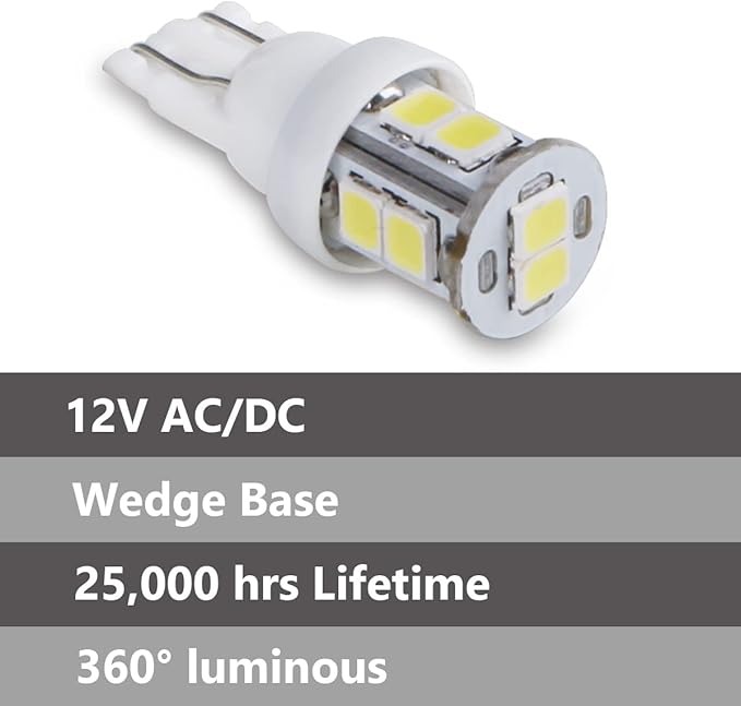 LED Landscape Light Bulbs 1W 12V Cool White 6000K，7W Low Voltage Incandescent Light Bulbs Equivalent，Wedge Base T5 Malibu Bulbs, Garden Light Bulbs, Landscape Bulbs 8 Pack