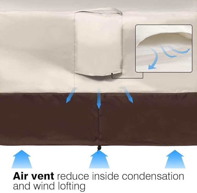 Vailge Waterproof Patio Furniture Set Cover with Padded Handles, Patio/Outdoor Table Cover, Patio/Outdoor Dining Rectangular Table Chairs Cover(Large,Beige & Brown)