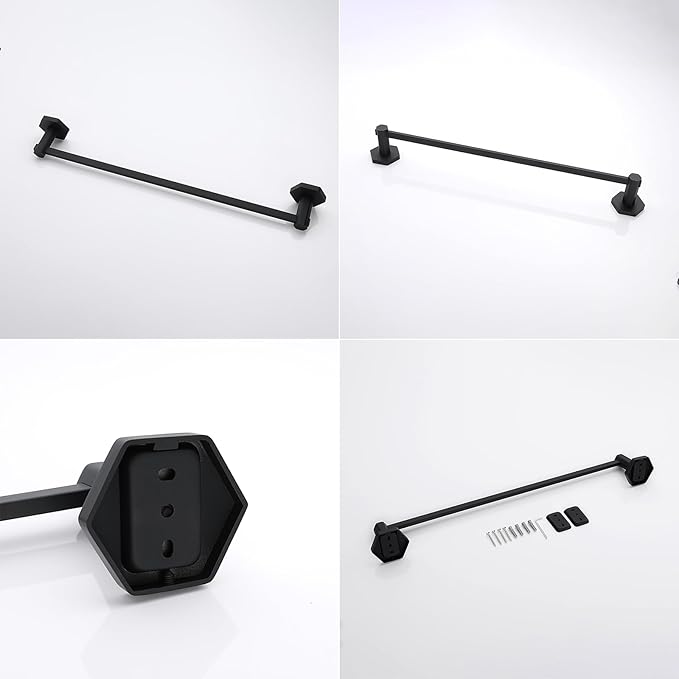 GERZWY 24-Inch Single Towel Bar, Bathroom Towel Holder, Wall Mounted SUS304 Stainless Steel Towel Rack, Matte Black