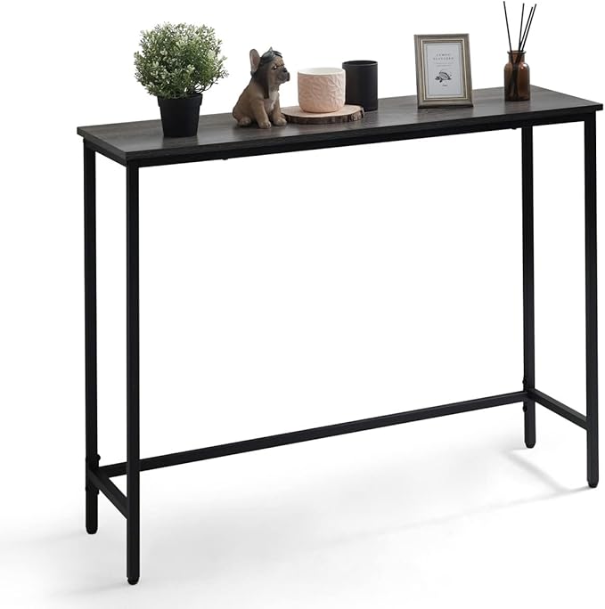 CAPHAUS 41” Classic Console Table for Entryway, Modern Sofa Tableau for Living Room, Industrial Console Mesa, Snack Entrance Table for Hallway, Accent Behind Couch Plant Table, Grey Oak