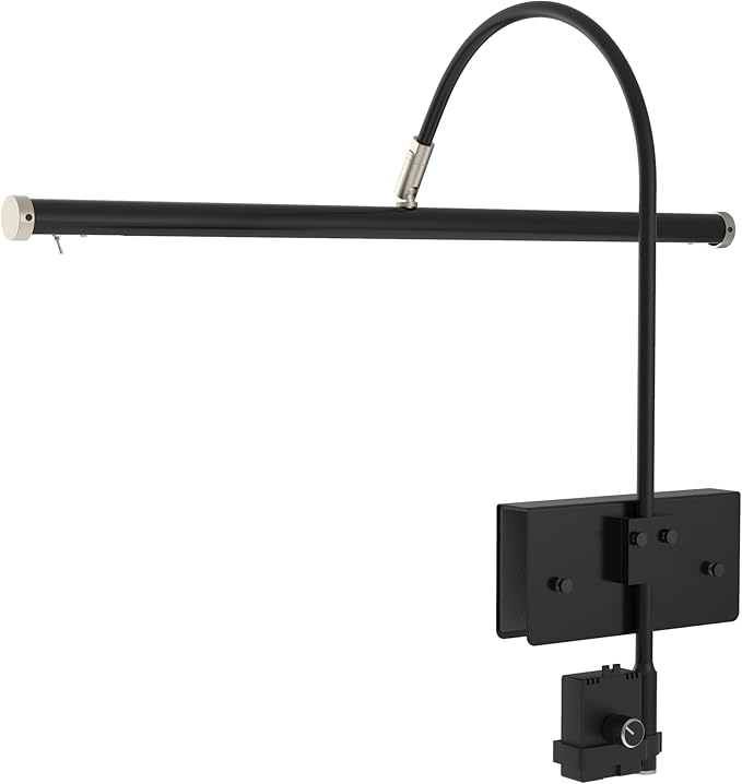 Cocoweb 19" LED Grand Piano Light in Black with Satin Nickel Accents with Dimmer Clip