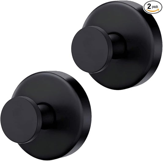 Suction Cup Hooks for Shower,Removable Suction Hooks for Bathroom Shower Wall,Glass Windows,Doors Hanging Towels,Suction Cup Wreath Hanger Holder for Christmas Wreath-Black(2 Pack)