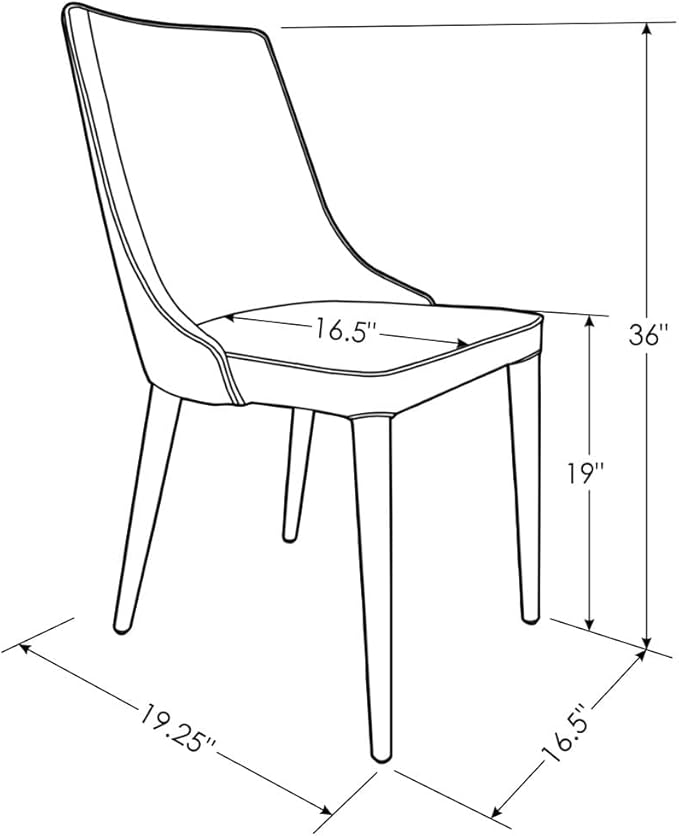 ZURI Jillian Black with White Piping Leatherette Dining Chair with Curved Back