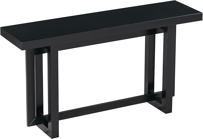 Knocbel Contemporary Console Table with Industrial-Inspired Concrete Wood Top, Minimalist Rectangular Entryway Table for Hallway Living Room Foyer Corridor, 59.1" W x 15.7" D x 31.7" H Black