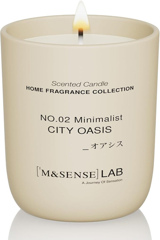 M&SENSE Natural Soy Candle| City Oasis | 5.3 oz | Minimalist Christmas Scented Candle for Relaxation, Gifting, Home Décor | for Bedroom, Office, Party Small