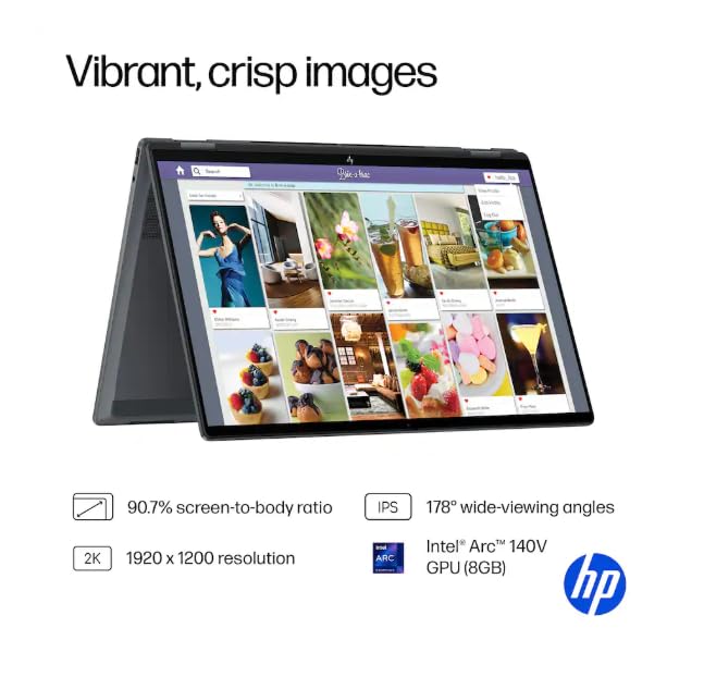 HP OmniBook X Flip 2-in-1 Laptop, Next Gen Envy x360, 16" FHD+ Touch Business AI PC, Windows 11 Pro 16GB DDR5 RAM 1TB SSD, Intel Core Ultra 7 256V Processor, Backlit KB, NLY Earphones, Eclipse Gray