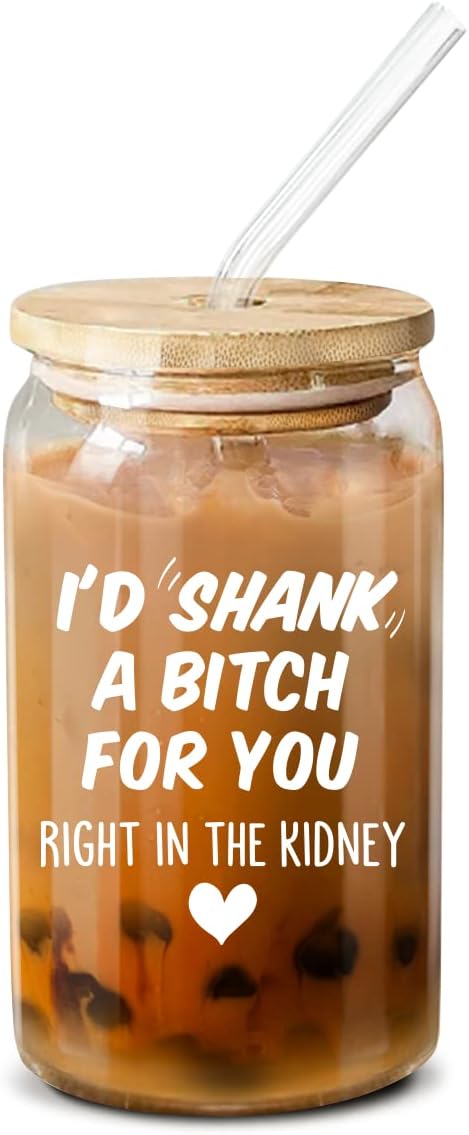 NewEleven Gifts For Women Friendship - Funny Gifts For Friends Female - Unique Friendship Present For Her, Female, Bestie, Bff, Soul Sister, Work Bestie - 16 Oz Coffee Glass
