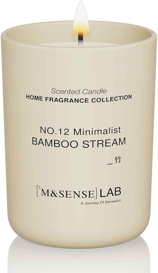 M&SENSE Natural Soy Candle| Bamboo Stream | 8.82 oz, 50H Burn | Minimalist Christmas Scented Candle for Relaxation, Gifting, Home Décor | for Bedroom, Office, Party Medium