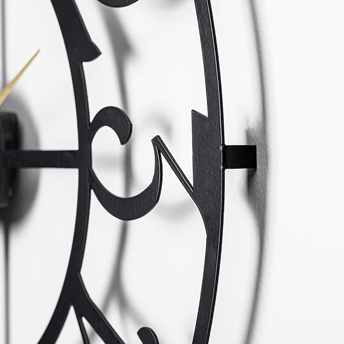 Large Metal Wall Clock | 20 inch Size Silent Battery Operated Large Size Analog Black Wall Clocks | Modern Wall Decor for Living Room Bedroom Kitchen Home Office