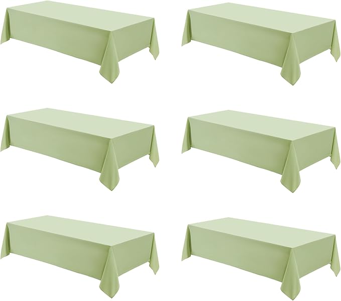 Rectangle Tablecloths 60x120 Inch 6 Pack Sage Green Tablecloth for 6ft Washable Decorative Linen Polyester Table Cloths for 8ft Dining Table Banquets Buffet Parties and Wedding