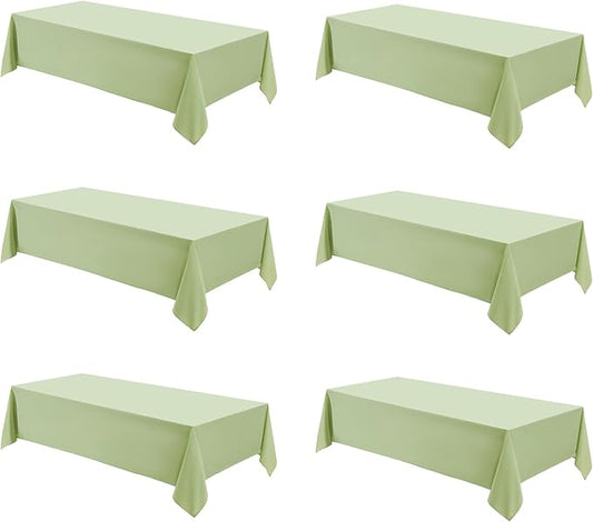 Rectangle Tablecloths 60x120 Inch 6 Pack Sage Green Tablecloth for 6ft Washable Decorative Linen Polyester Table Cloths for 8ft Dining Table Banquets Buffet Parties and Wedding