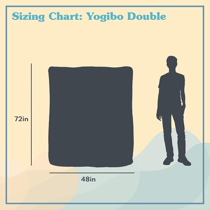 Yogibo Double Giant Bean Bag Chair Bed Lounger for Adults, Kids and Teens with Filling, Extra Large, Oversized, Big, Huge, Plush, Sensory Beanbag Couch Sofa Loveseat, Washable Cover, Blue