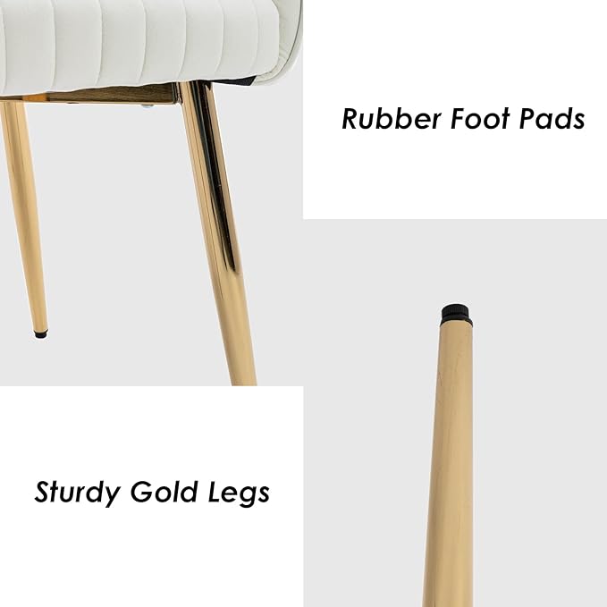 Modern Velvet Dining Chairs Set of 6, Upholstered Gold Dining Room Chairs with Hollow Back, Accent Armrest Kitchen Chairs with Gold Legs for Living Room Reception Beige