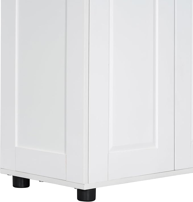 Tall Storage Cabinet with Two Doors for Bathroom, Kicthen or Living Room, 5 Tiers, Adjustable Shelf, Painted Finish, White