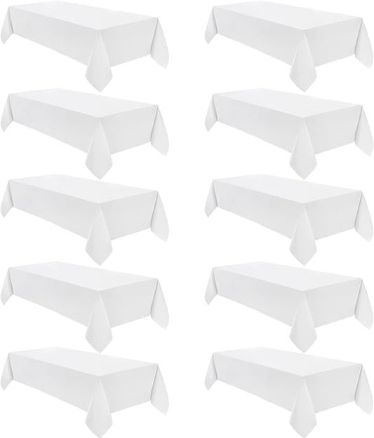 VidaFete Tablecloth 60 * 120inch 10 Pack Rectangle Table Cloth Polyester, Stain Wrinkle Resistant Dining Table Cover for Kitchen Dinning Party Wedding Rectangular Tabletop Buffet Decoration(White)