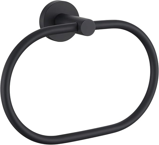 Angle Simple Bathroom Hand Towel Holder, SUS 304 Stainless Steel Swivel Hand Towel Ring Rack for Wall, Matte Black