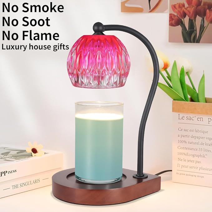 Candle Warmer Lamp with Timer, Electric Candle Lamp Warmer for Jar Candles with 2Bulbs, Candle Warmer for Home Decor Gifts for Women Mom Christmas (06-Pink)