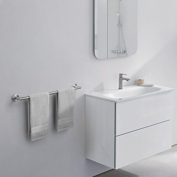 Bathroom Towel Bar 24 Inch Towel Rack Wall Mount Bath Towel Holder Modern Towel Rod Silver Bath Towel Hanger Stainless Steel Brushed Finished Bathroom Accessories Towel Rail Single Bar Brushed Nickel