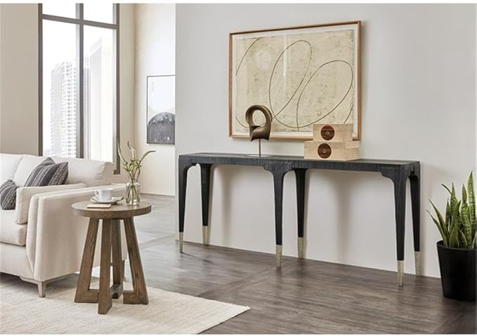 Hooker Furniture Chapman Veneers and Metal Shou Sugi Ban Console Table in Black