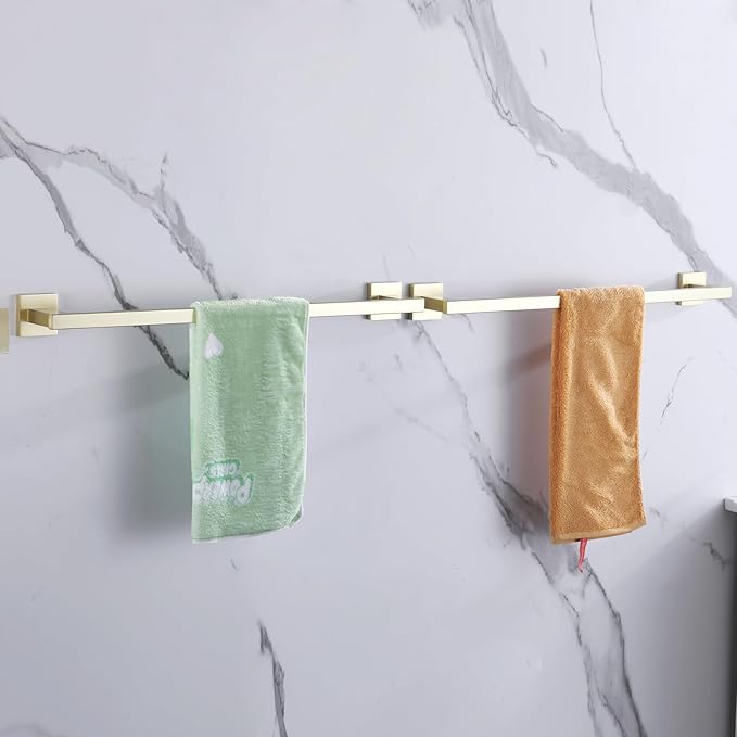 LANC Gold Hand Towel Bar for Bathroom Wall Mounted 12-Inche Brushed Gold Towel Ring Stainless Steel Square Towel Rod for Bathroom Kitchen Hand Towel Holder Towel Hanger, A9010BG-L3