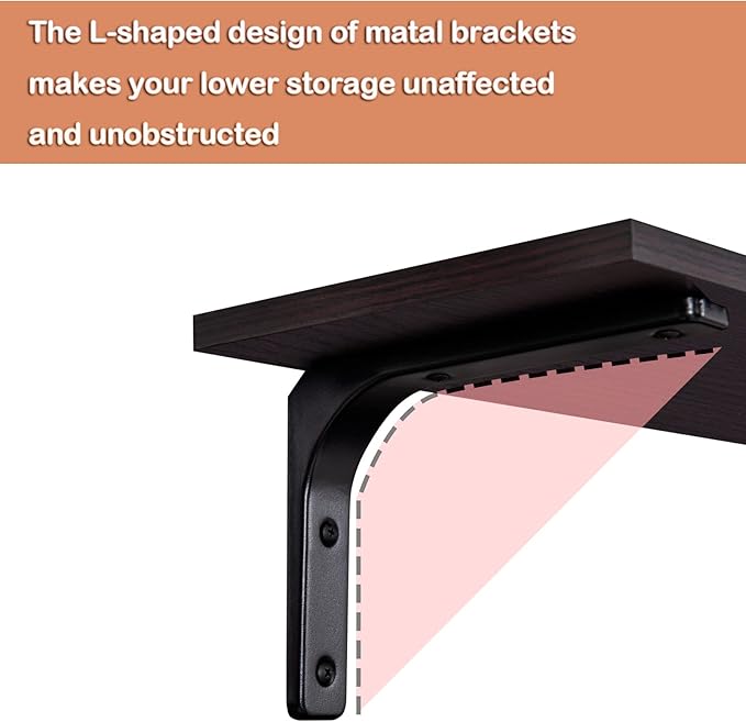 DINZI LVJ Long Wall Shelves, 39.4Inch Wall Mounted Shelves Set of 2, Extra Large Floating Storage Ledges with Sturdy Metal Brackets for Living Room, Bathroom, Bedroom, Kitchen, Espresso