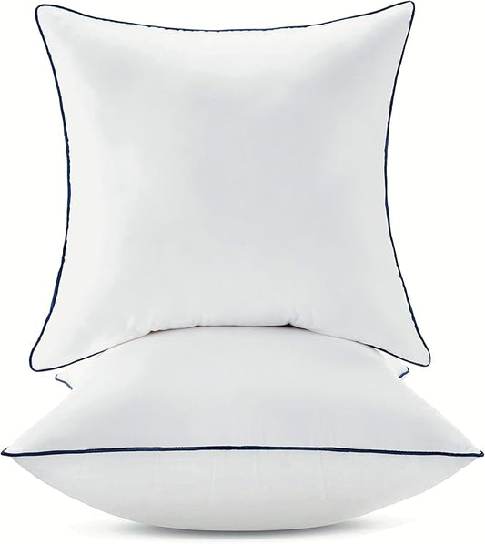 22x22 Inch Pillow Inserts Set of 2-100% Cotton Cover, Square Decorative Throw Pillows for Couch, Sofa, Chair, or Bed (2 Pack, 22x22 Inch)