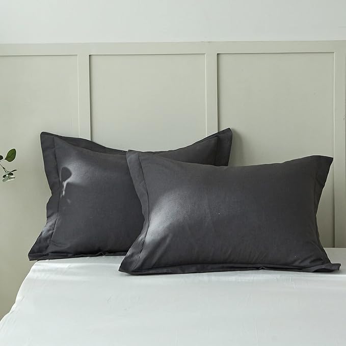 Simple&Opulence French Linen Duvet Cover Set 104"x 92"- 3 Pieces (1 Comforter Cover,2 Pillowcases)-Natural Flax Cotton Blend-Solid Color Breathable Farmhouse Bedding-Charcoal Grey, King
