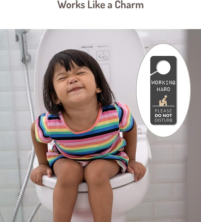 Occupied Sign for Bathroom Door, 2 Pack (Printed on Both Sides), 9.3x3.5 PVC Plastic, Funny Popping Doorhanger Do Not Disturb Sign, Gag Gift for men, Husband and Boyfriend