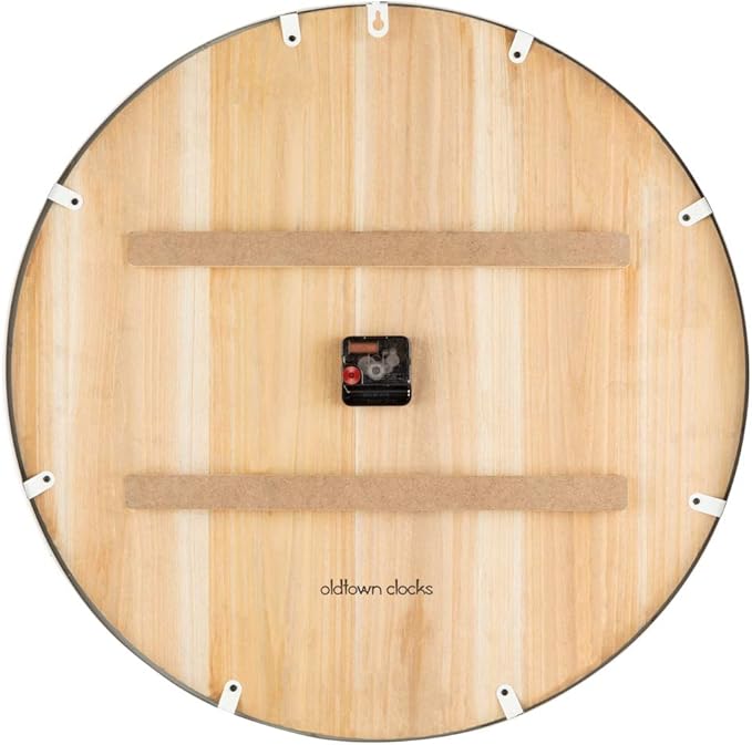 Oldtown Farmhouse Metal & Solid Wood Noiseless Wall Clock (Coastal Grey, 36-inch)