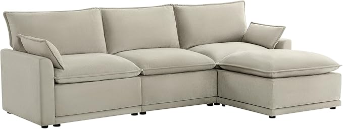 CHITA 113" Oversized Cloud Sectional Couch, Modern Modular Sectional Sofa Set for Living Room, 4 Seater L Shaped Couch, Taupe