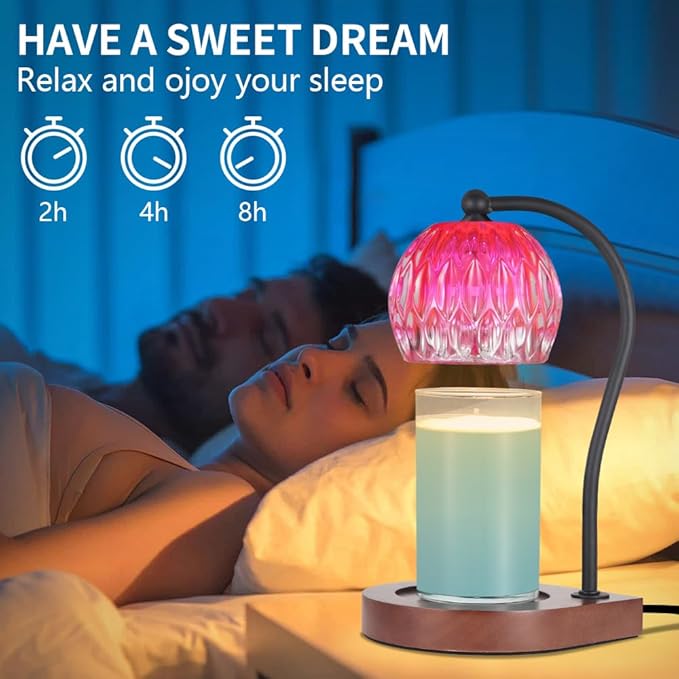 Candle Warmer Lamp with Timer, Electric Candle Lamp Warmer for Jar Candles with 2Bulbs, Candle Warmer for Home Decor Gifts for Women Mom Christmas (06-Pink)