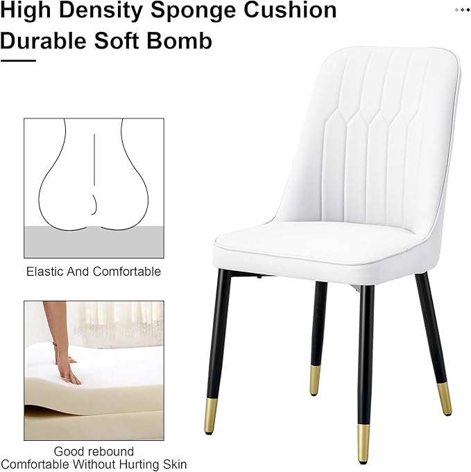 Dining Chairs Set of 4，Modern Dining Chairs, Equipped with PU Leather Backrest Cushions and Metal Legs, Suitable for Restaurants, Kitchens, and Dining Room Chairs