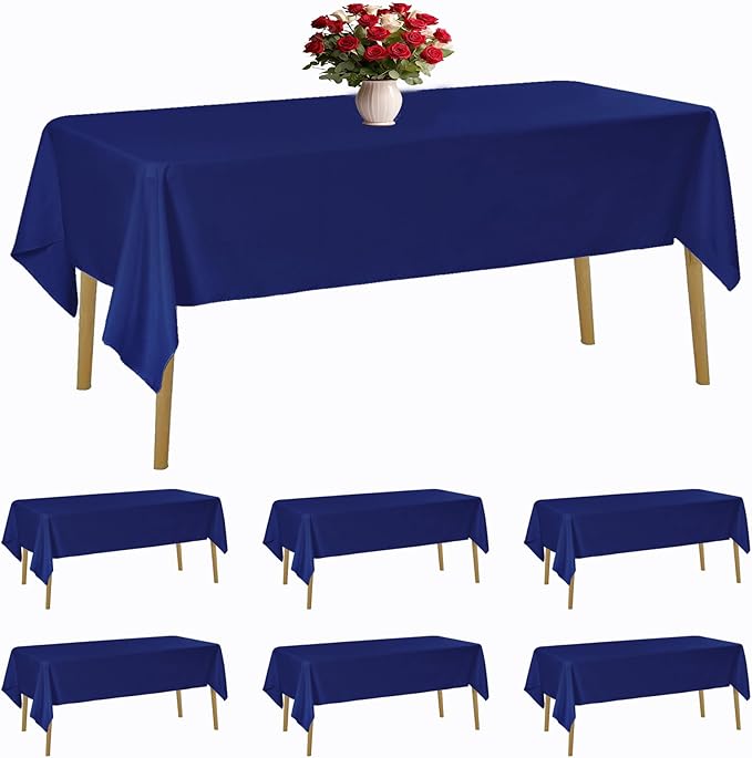 6 Pack Royal Blue Tablecloth 60 x 120 Inch Table Cloth for 8 Foot Rectangle Tables, Wrinkle Resistant Washable Polyester Fabric Table Covers for Party, Wedding,Dining,and Banquet